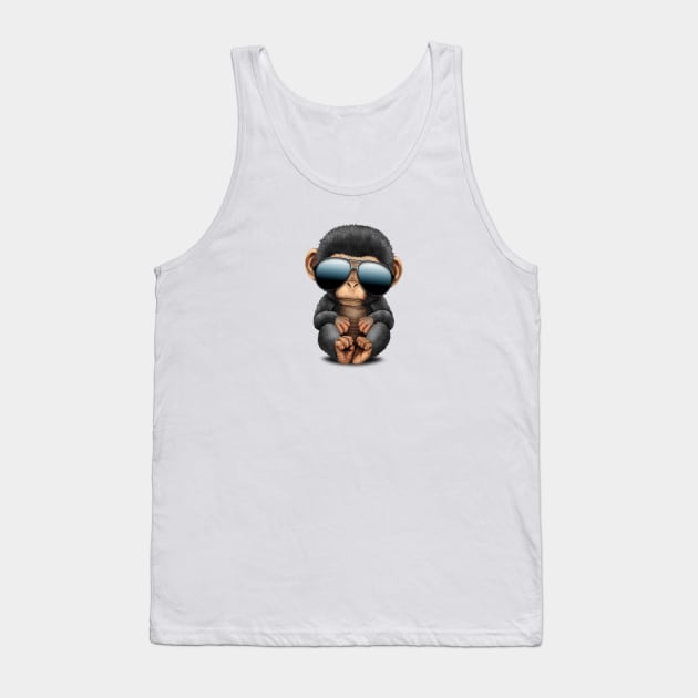 Cute Baby Chimp Wearing Sunglasses Tank Top by jeffbartels